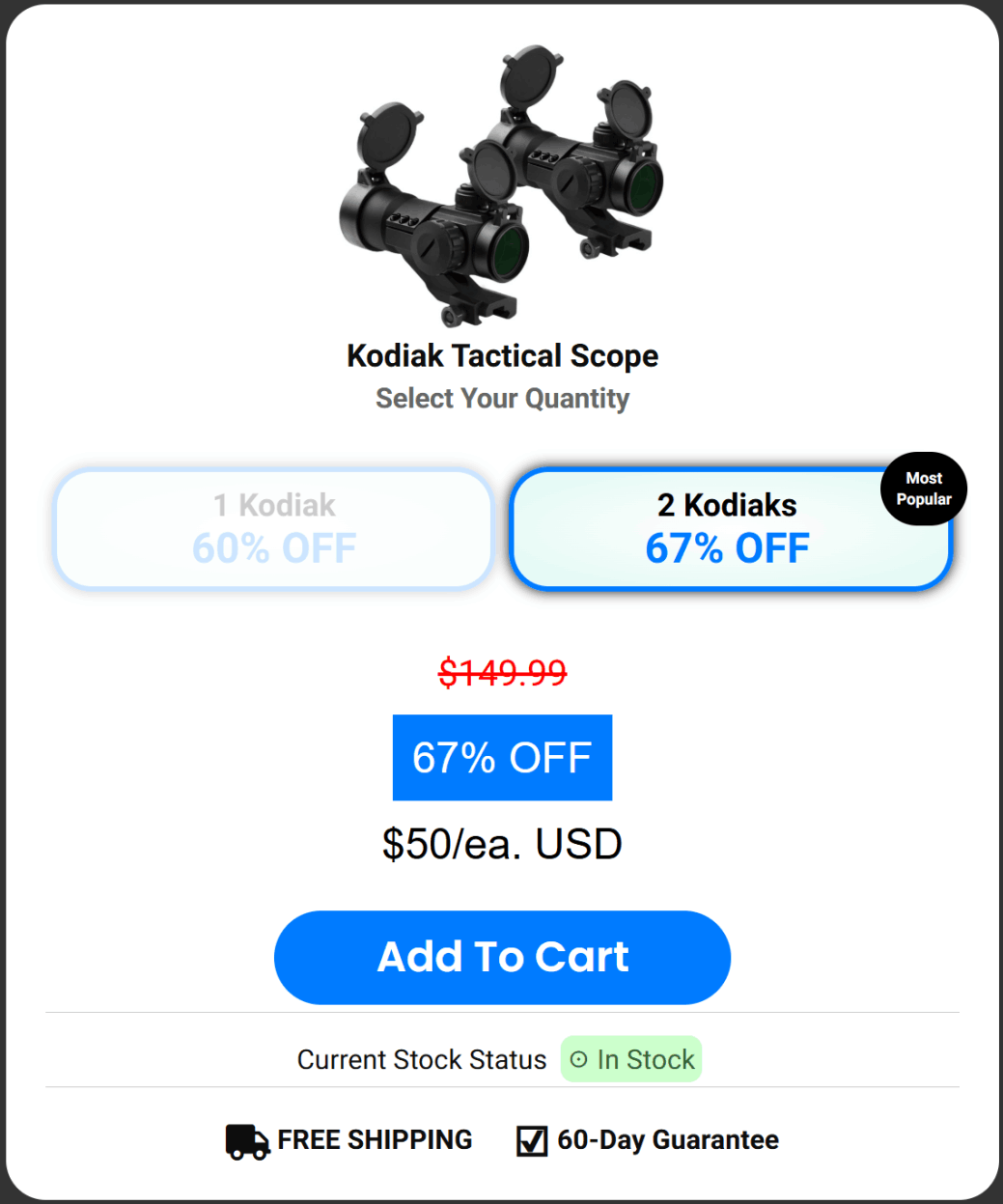 Kodiak Combat Scope offer price 